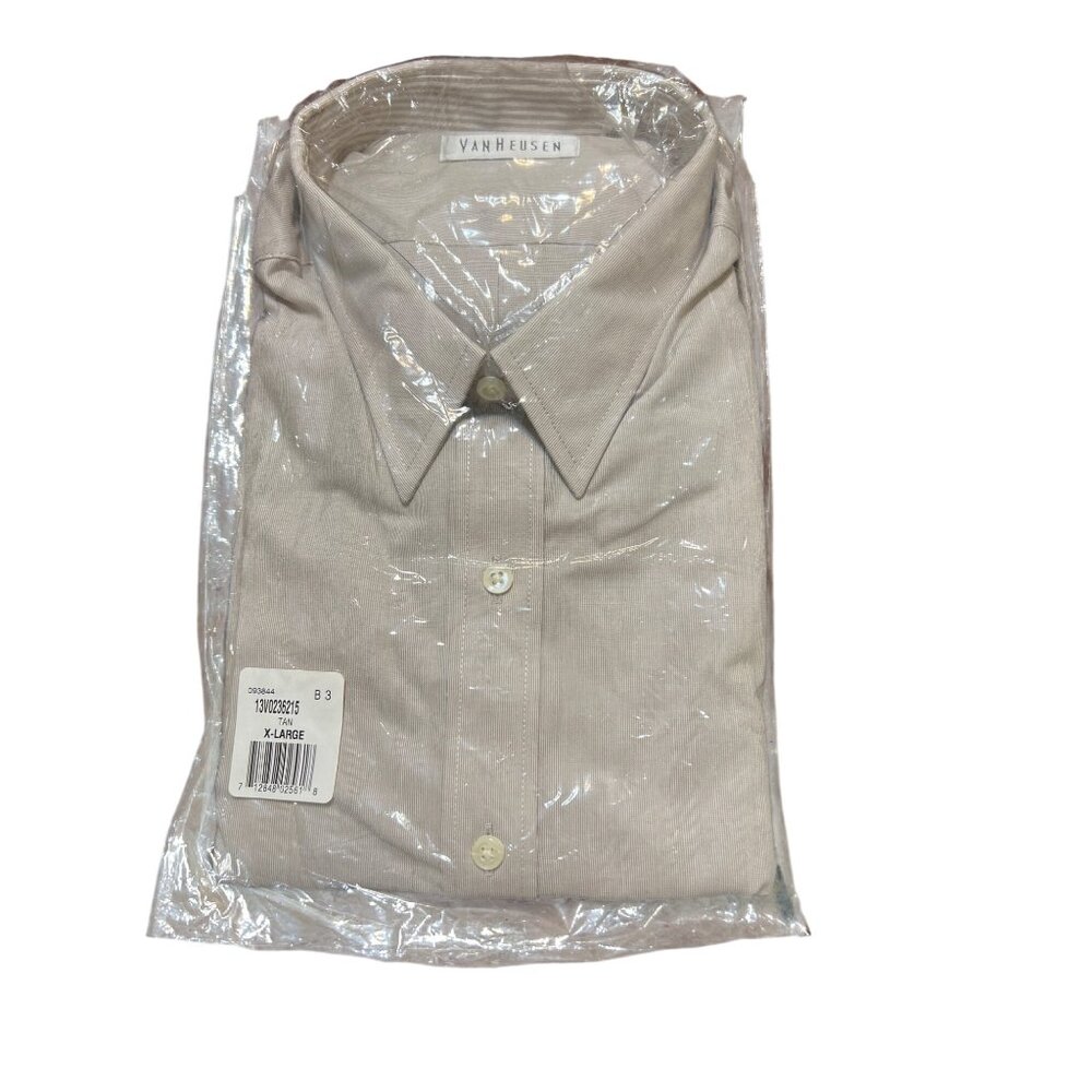 Van Heusen For Her Tan Pinstripe Dress Shirt 13V02 36215 Size XL NEW